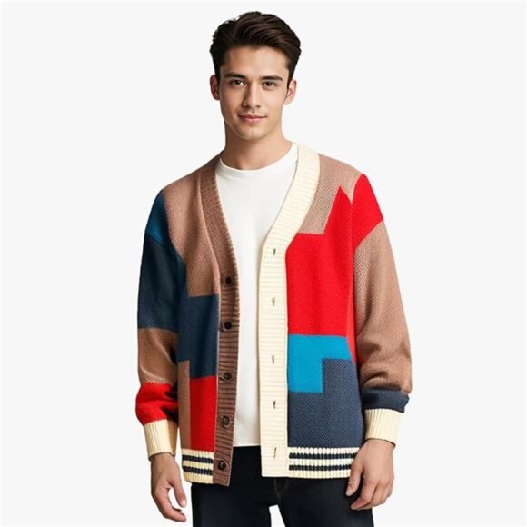 New Men's Soft Knit Long Sleeve Button-Up Cardigan Sweater, Cozy & Stylish - Picture 4 of 7